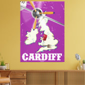 Vintage Cardiff Wales Travel Poster Canvas Afdruk (Insitu (Woonkamer))