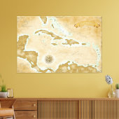 Vintage Caribbean Map Canvas Afdruk (Insitu (Woonkamer))