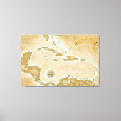 Vintage Caribbean Map Canvas Afdruk (Voorkant)