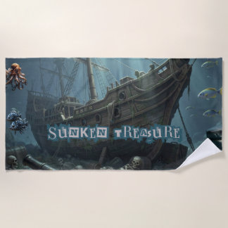 Vintage Caribbean Treasure Pirate Strandlaken