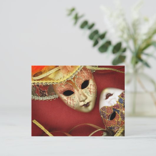 Vintage Carnaval maskers Briefkaart (Staand voorkant)