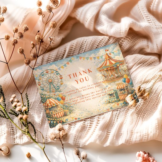 Vintage Carnival Circus Birthday Bedankkaart