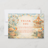 Vintage Carnival Circus Birthday Bedankkaart (Voorkant)