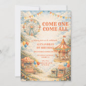 Vintage Carnival Circus Birthday Kaart (Voorkant)