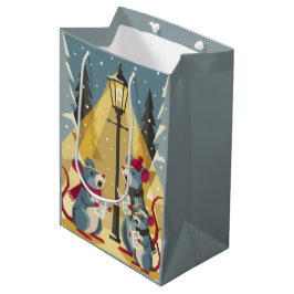 Vintage Caroling Mice Gift Bag Medium Cadeauzakje