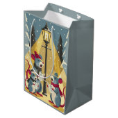 Vintage Caroling Mice Gift Bag Medium Cadeauzakje (Achterkant Gekanteld)