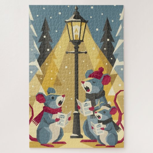 Vintage Caroling Mice Jigsaw Puzzle Legpuzzel (Verticaal)