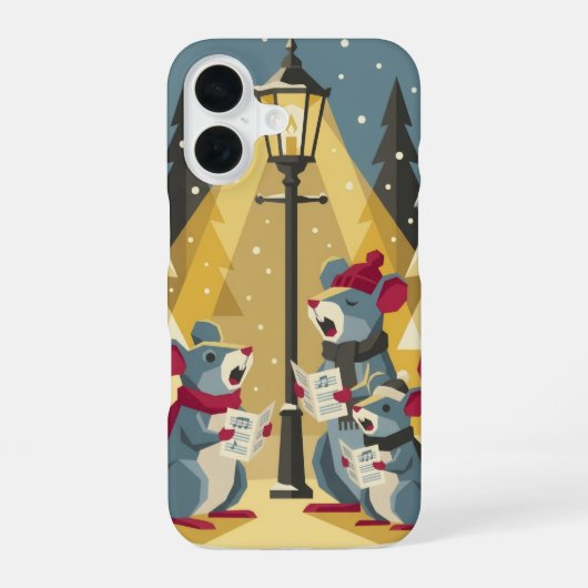 Vintage Caroling Mice Phone Case - iPhone 16 Hoesje (Achterkant)
