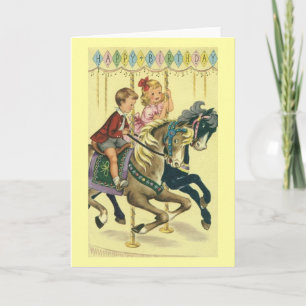Vintage Carousel Birthday Wenskaart Kaart