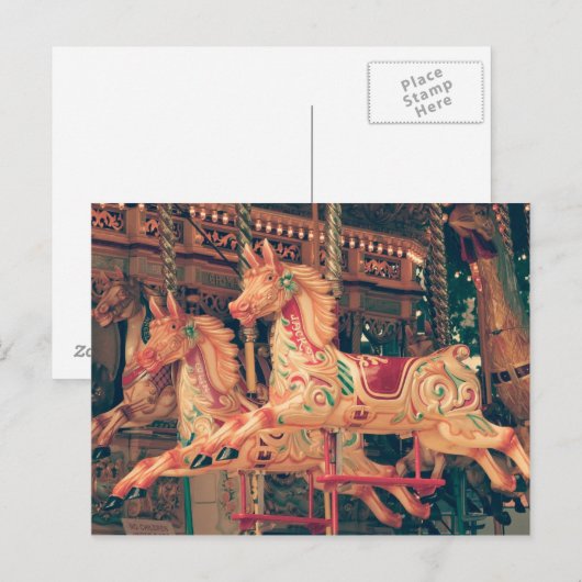 Vintage Carousel Briefkaart (Voorkant / Achterkant)