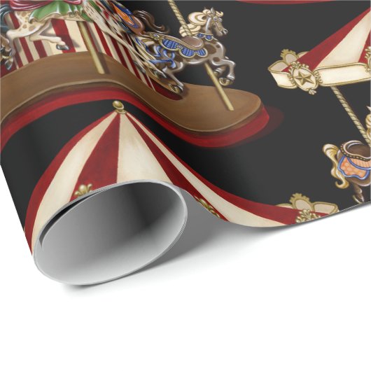 Vintage Carousel Cadeaupapier (Rol Hoek)