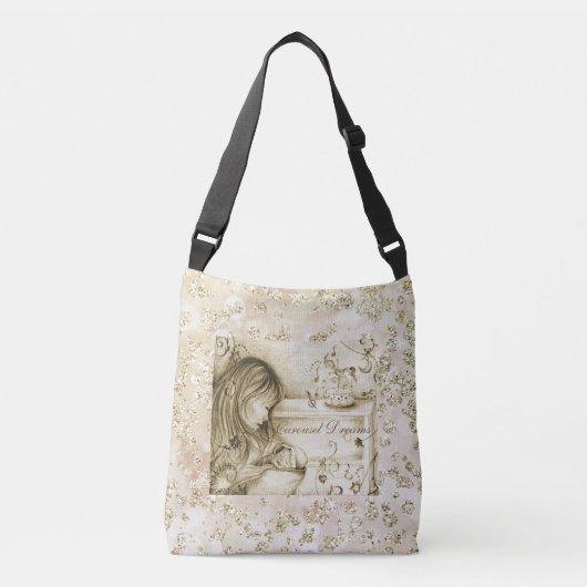 Vintage Carousel Dreams Bokeh Bling Crossbody Tas (Voorkant)