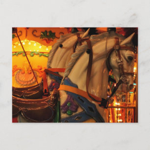 Vintage Carousel Horses Briefkaart