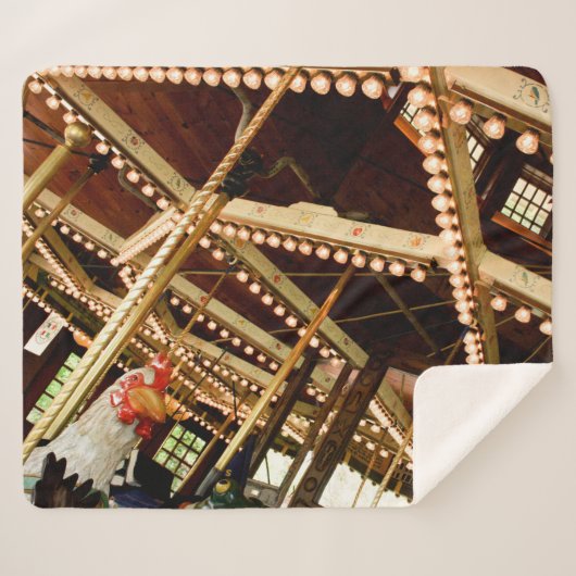 Vintage Carousel Rooster Sherpa Deken (Voorkant (horizontaal))