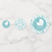 Vintage Carriage Baby shower Cute Blue Boy Confetti (Achterkanten)