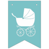 Vintage Carriage Baby shower Cute Blue Boy Vlaggetjes (Eerste vlag)