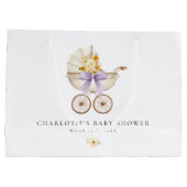 Vintage Carriage Lavender Baby Shower  Groot Cadeauzakje (Achterkant)