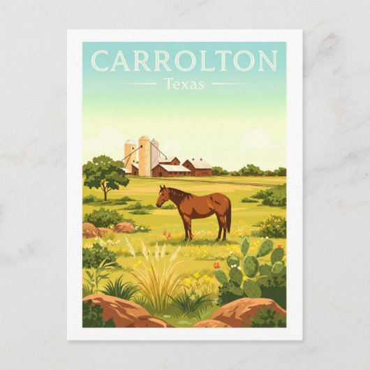 Vintage Carrolton Texas Briefkaart (Voorkant)
