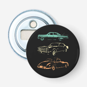 Vintage Cars - 80 en 90 grafische Retro Button Flesopener