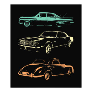 Vintage Cars - 80 en 90 grafische Retro Foto Afdruk