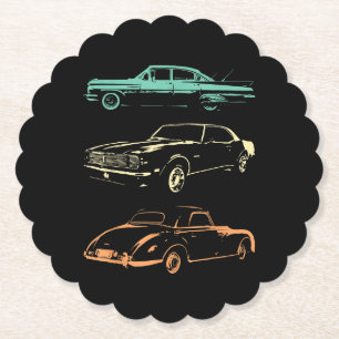 Vintage Cars - 80 en 90 grafische Retro Kartonnen Onderzetters