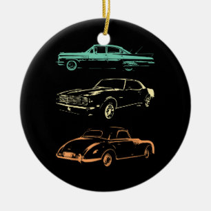 Vintage Cars - 80 en 90 grafische Retro Keramisch Ornament