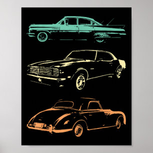 Vintage Cars - 80 en 90 grafische Retro Poster