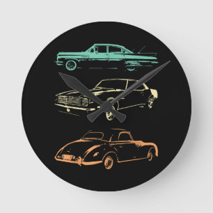 Vintage Cars - 80 en 90 grafische Retro Ronde Klok