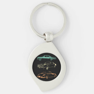 Vintage Cars - 80 en 90 grafische Retro Sleutelhanger