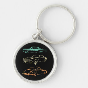 Vintage Cars - 80 en 90 grafische Retro Sleutelhanger