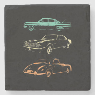 Vintage Cars - 80 en 90 grafische Retro Stenen Onderzetter