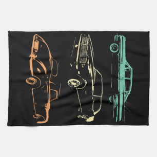 Vintage Cars - 80 en 90 grafische Retro Theedoek
