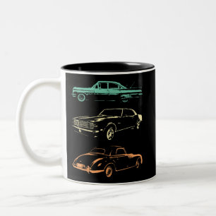 Vintage Cars - 80 en 90 grafische Retro Tweekleurige Koffiemok