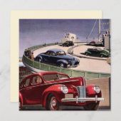 Vintage Cars, Classic Sedans Road Trip on Freeway (Voorkant / Achterkant)