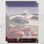 Vintage Cars, Classic Sedans Road Trip on Freeway (Voorkant / Achterkant)