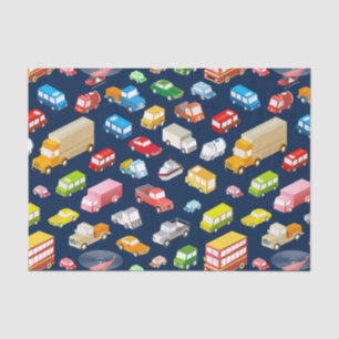 Vintage Cars en Trucks Dark Blue Tissuepapier