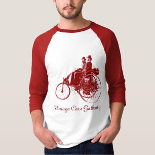 Vintage Cars Gathering, bruin en wit T-shirt