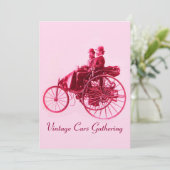 ViNTAGE CARS GATHERING, goudrode fuchsia roze Kaart (Staand voorkant)