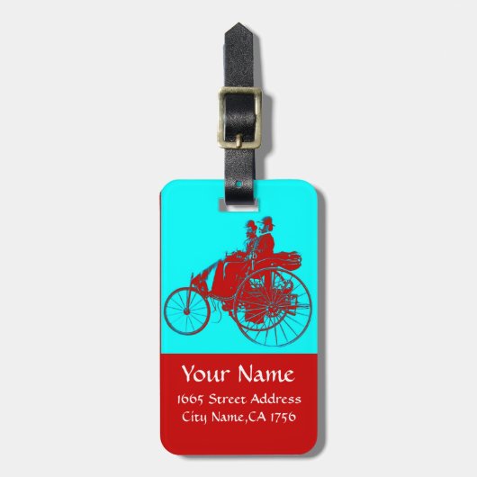 Vintage Cars Gathering Monogram Bagagelabel (Voorkant verticaal)