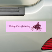 Vintage Cars Gathering, paars roze violet wit Bumpersticker (Op auto)