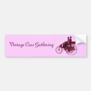 Vintage Cars Gathering, paars roze violet wit Bumpersticker