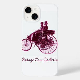 Vintage Cars Gathering, paars roze violet wit Case-Mate iPhone Case