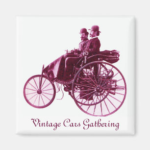 Vintage Cars Gathering, paars roze violet wit Magneet