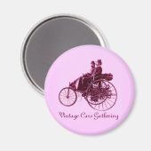 Vintage Cars Gathering, paars roze violet wit Magneet (Voorkant / Achterkant)