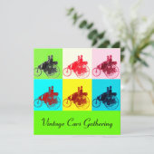 ViNTAGE CARS GATHERING POP ART Kaart (Staand voorkant)