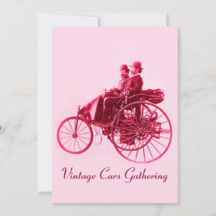 ViNTAGE CARS GATHERING red fuchsia roze Kaart