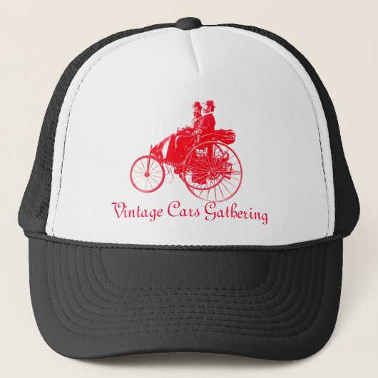 Vintage Cars Gathering, rood wit Trucker Pet (Voorkant)