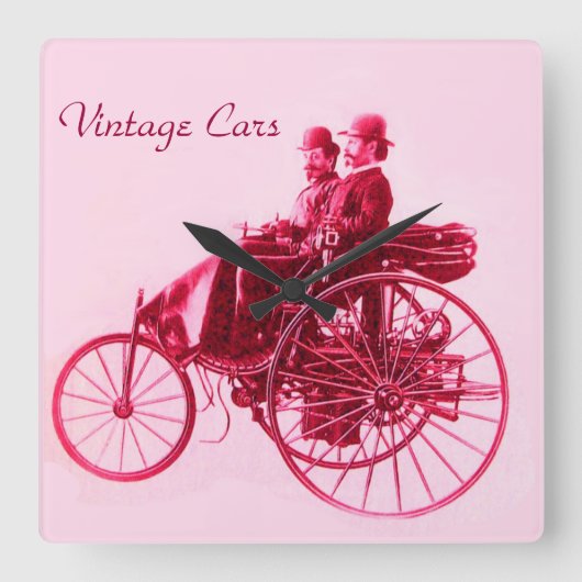 Vintage Cars Gathering Vierkante Klok (Voorkant)