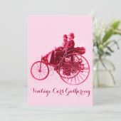ViNTAGE CARS GATHERING, zilverrode fuchsia roze Kaart (Staand voorkant)