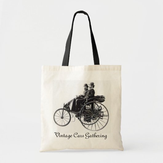 Vintage Cars Gathering, zwart-wit Tote Bag (Voorkant)